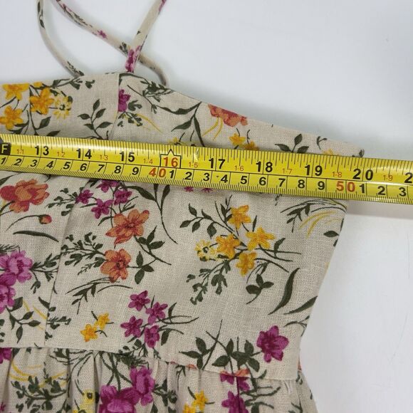 Chelsea & Violet Sz XL Halter Top Midi Dress Linen Blend Ruffle Hem Tropical NWT - Picture 13 of 14